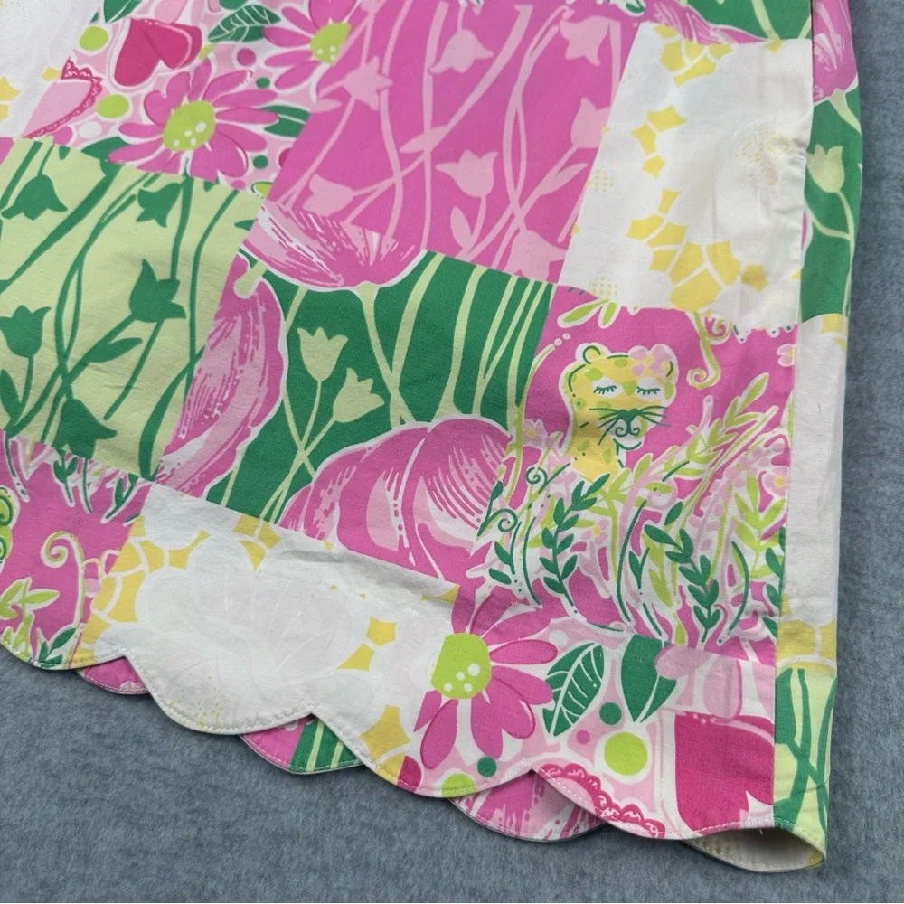 Vintage Lilly Pulitzer Skort Womens SZ 6 Scallop Hem Pink Green Patchwork Floral - Picture 2 of 16